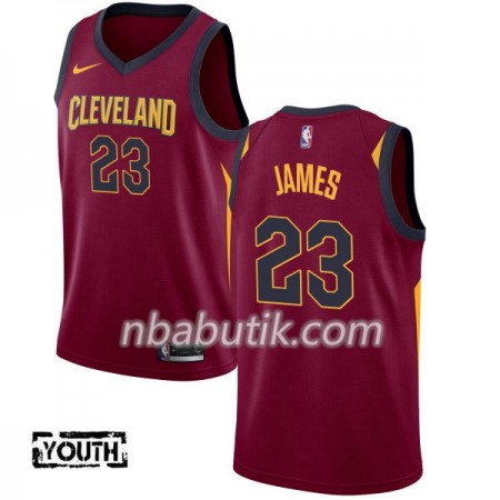 NBA Børn Trøje Cleveland Cavaliers LeBron James 23 Nike 2017-18 Rød Swingman